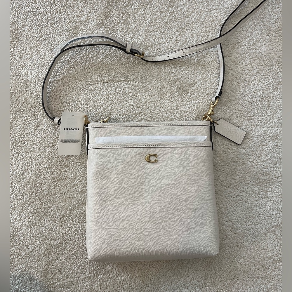 Coach Crossgrain Women's Small Crossbody Messenger Bag - Brass / Chalk - NWT.